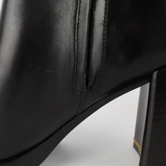 New TORY BURCH High Heel Leather Booties- Ankle Boots with Chain Accent